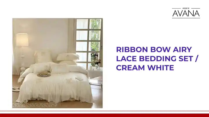 Ribbon Bow Airy Lace Bedding Set / Cream White by@Outfy