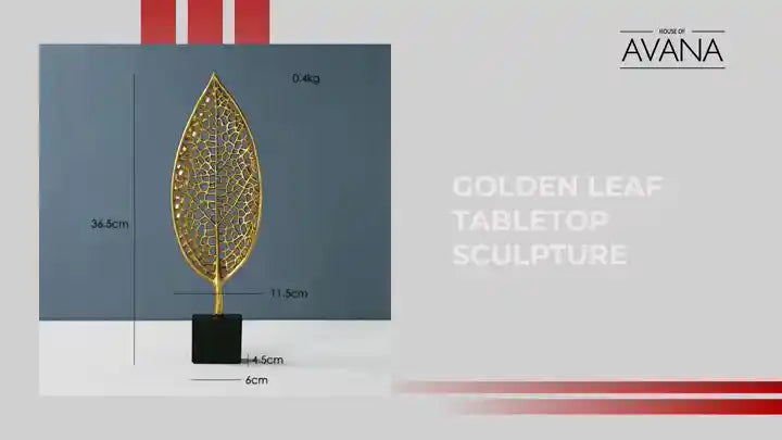 Golden Leaf Tabletop Sculpture by@Outfy