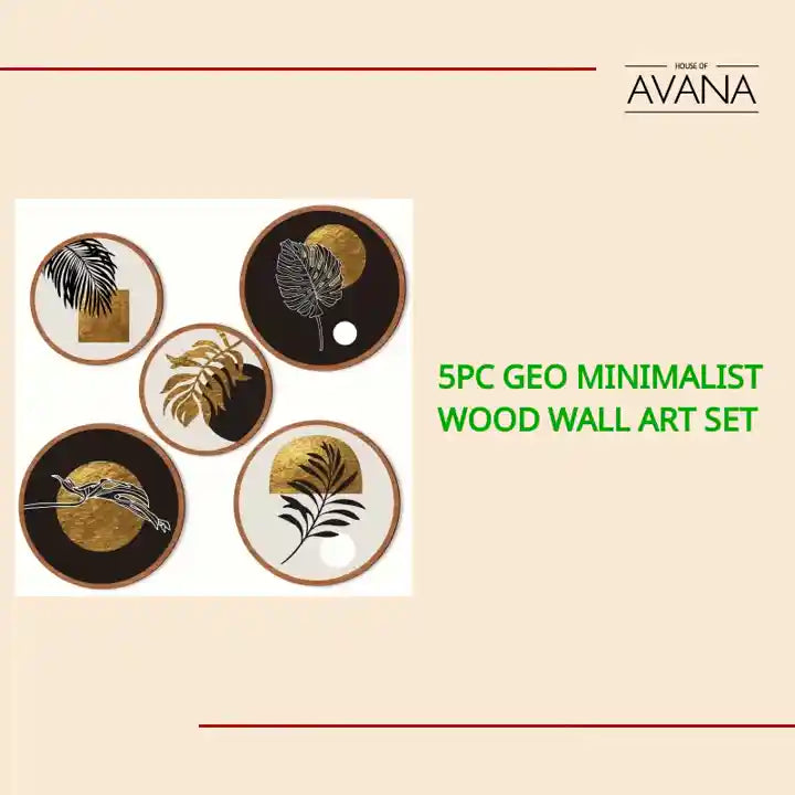 5pc Geo Minimalist Wood Wall Art Set by@Outfy