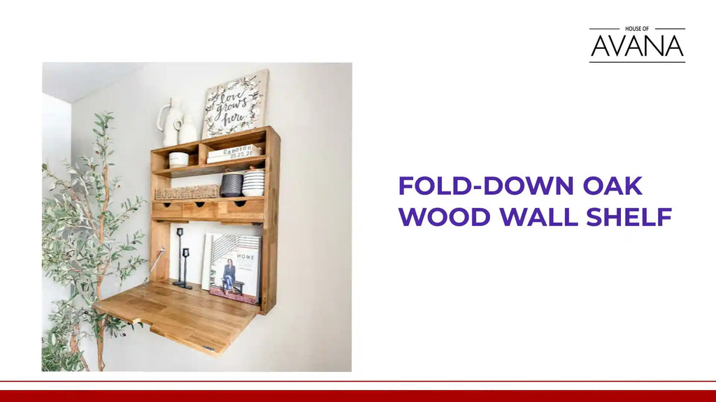 Fold-Down Oak Wood Wall Shelf by@Outfy