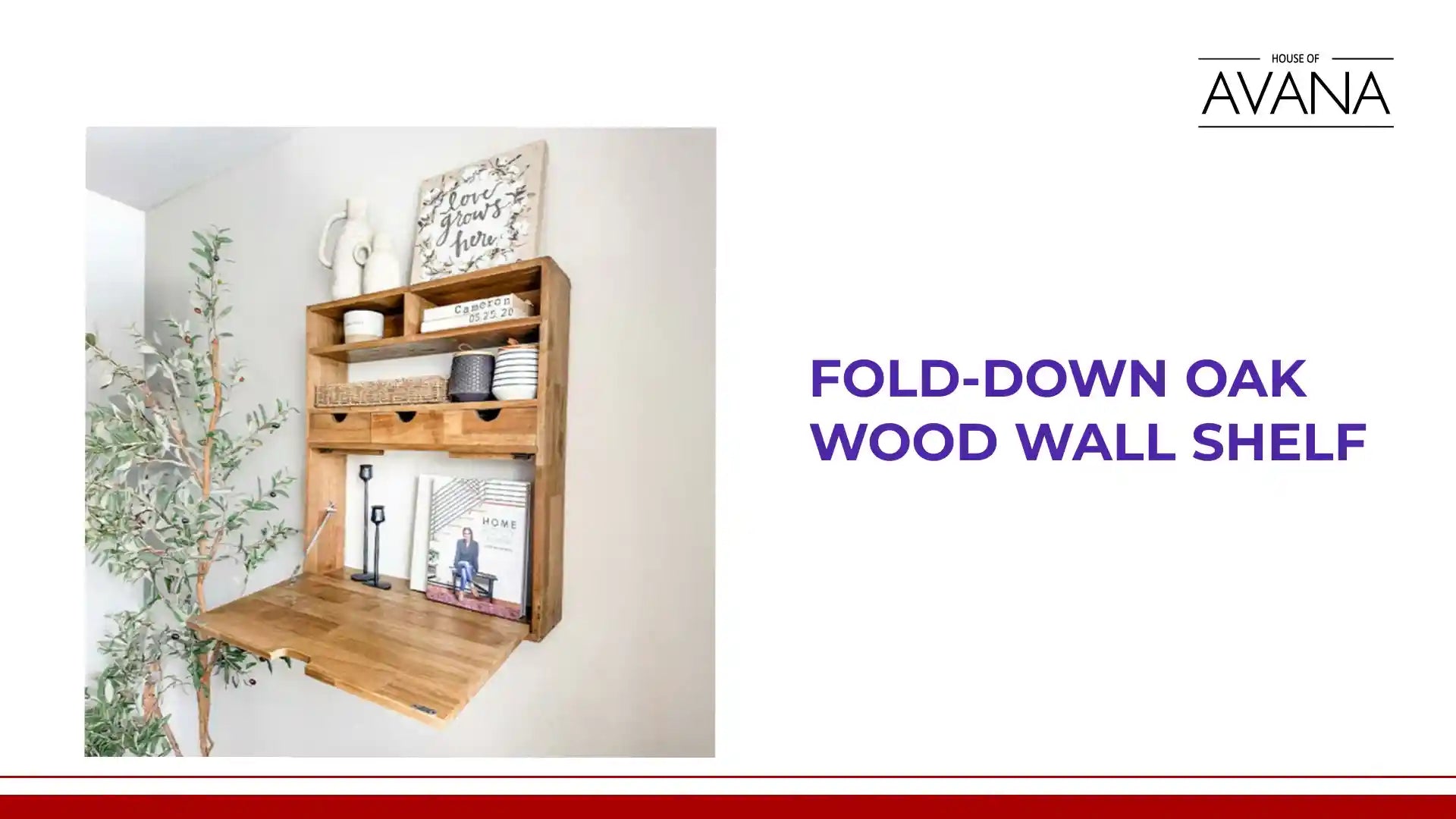 Fold-Down Oak Wood Wall Shelf by@Outfy