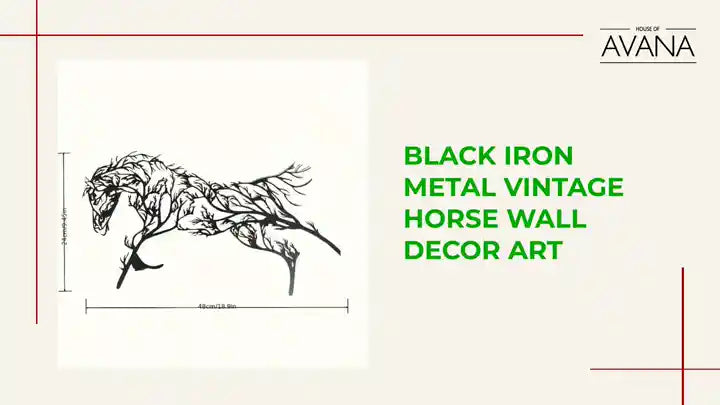 Black Iron Metal Vintage Horse Wall Decor Art by@Outfy