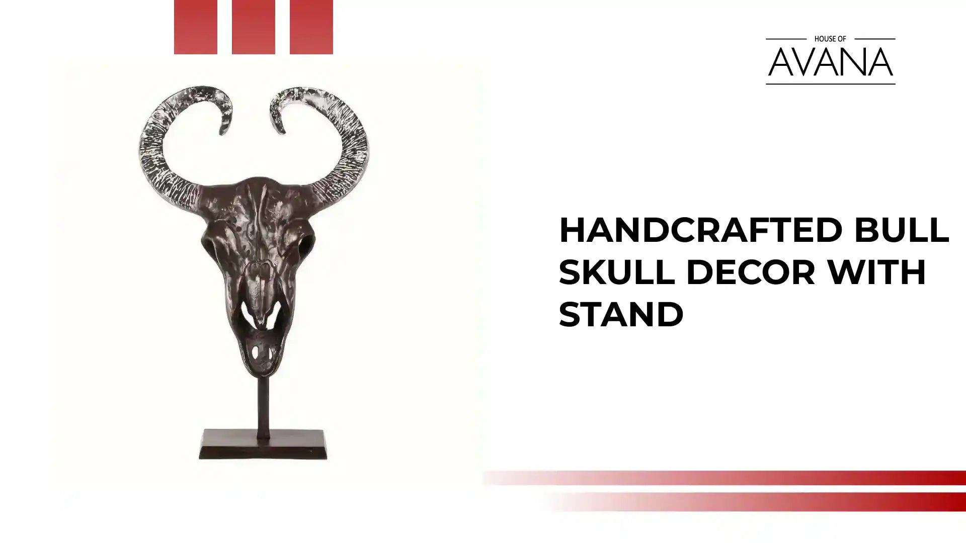 Handcrafted Bull Skull Decor With Stand by@Outfy