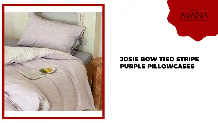 Josie Bow Tied Stripe Purple Pillowcases by@Outfy