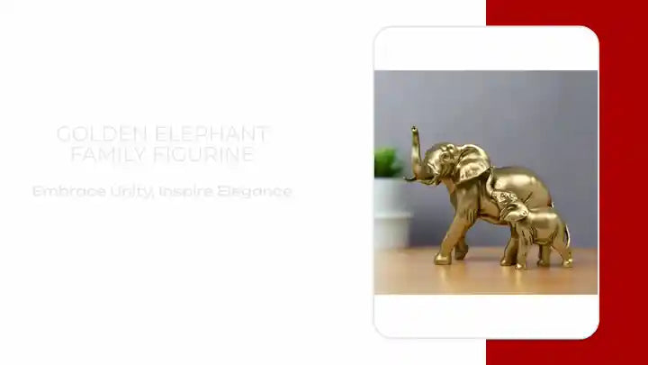 Golden Elephant Family Figurine by@Outfy