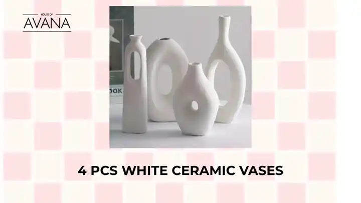 4 pcs White Ceramic Vases by@Outfy