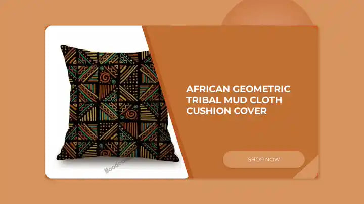 African Geometric Tribal Mud cloth Cushion Cover by@Outfy
