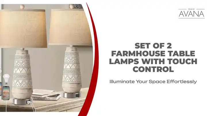 Set of 2 Farmhouse Table Lamps with Touch Control by@Outfy