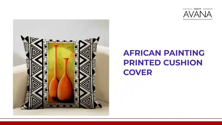 African Painting Printed Cushion Cover by@Outfy