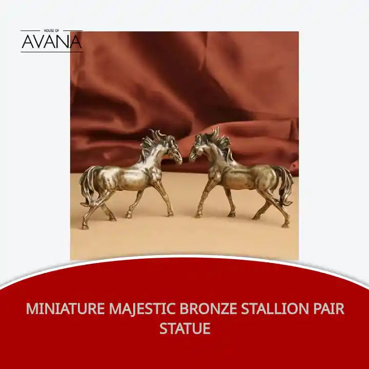 Miniature Majestic Bronze Stallion Pair Statue by@Outfy