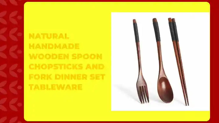 Natural Handmade Wooden Spoon Chopsticks And Fork Dinner Set Tableware by@Outfy