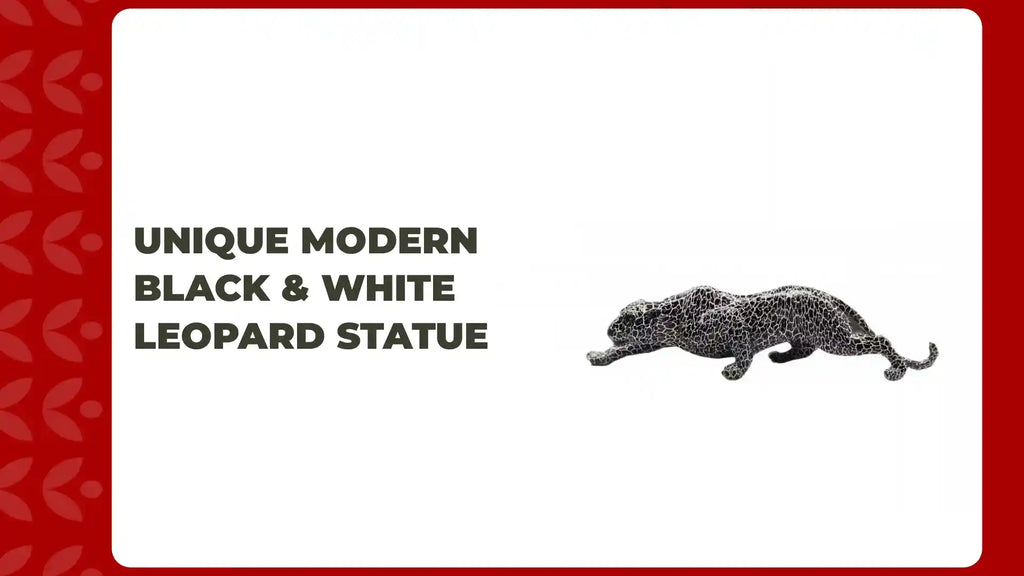 Unique Modern Black &amp; White Leopard Statue by@Outfy