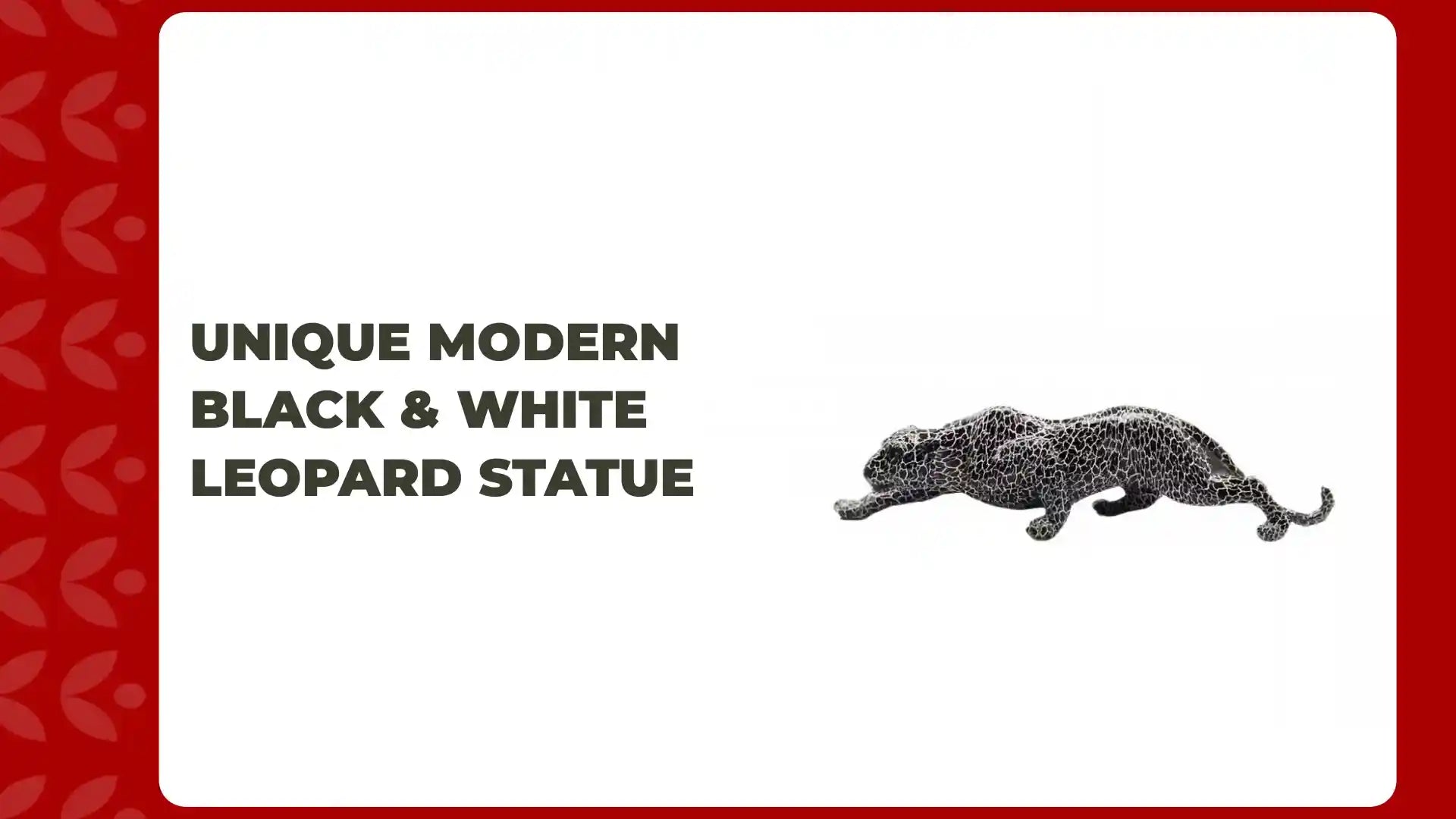 Unique Modern Black &amp; White Leopard Statue by@Outfy