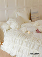 Princess Ruffle Lace Washed Cotton Bedding Set / Pink Ever Lasting