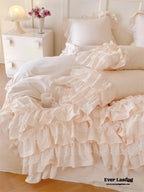 Princess Ruffle Lace Washed Cotton Bedding Set / Pink Ever Lasting