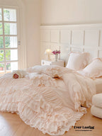 Princess Ruffle Lace Washed Cotton Bedding Set / Pink Ever Lasting