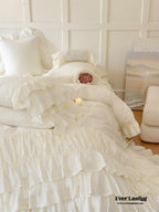 Princess Ruffle Lace Washed Cotton Bedding Set / Pink Ever Lasting
