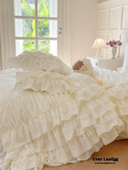 Princess Ruffle Lace Washed Cotton Bedding Set / Pink Ever Lasting
