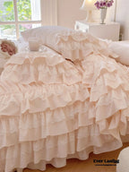 Princess Ruffle Lace Washed Cotton Bedding Set / Pink Ever Lasting