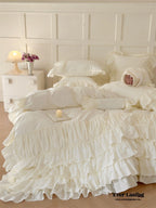 Princess Ruffle Lace Washed Cotton Bedding Set / Pink Ever Lasting