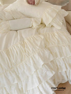 Princess Ruffle Lace Washed Cotton Bedding Set / Pink Ever Lasting