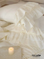 Princess Ruffle Lace Washed Cotton Bedding Set / Pink Ever Lasting