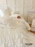 Princess Ruffle Lace Washed Cotton Bedding Set / Pink Ever Lasting