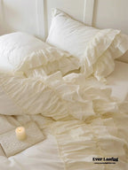 Princess Ruffle Lace Washed Cotton Bedding Set / Pink Ever Lasting