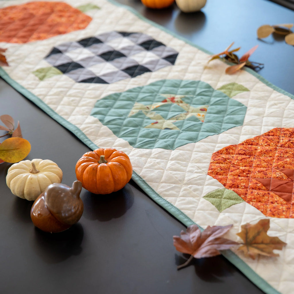 Pumpkin Patchwork Quilted Table Runner Precut Quilt Kit Block Party Quilt Co