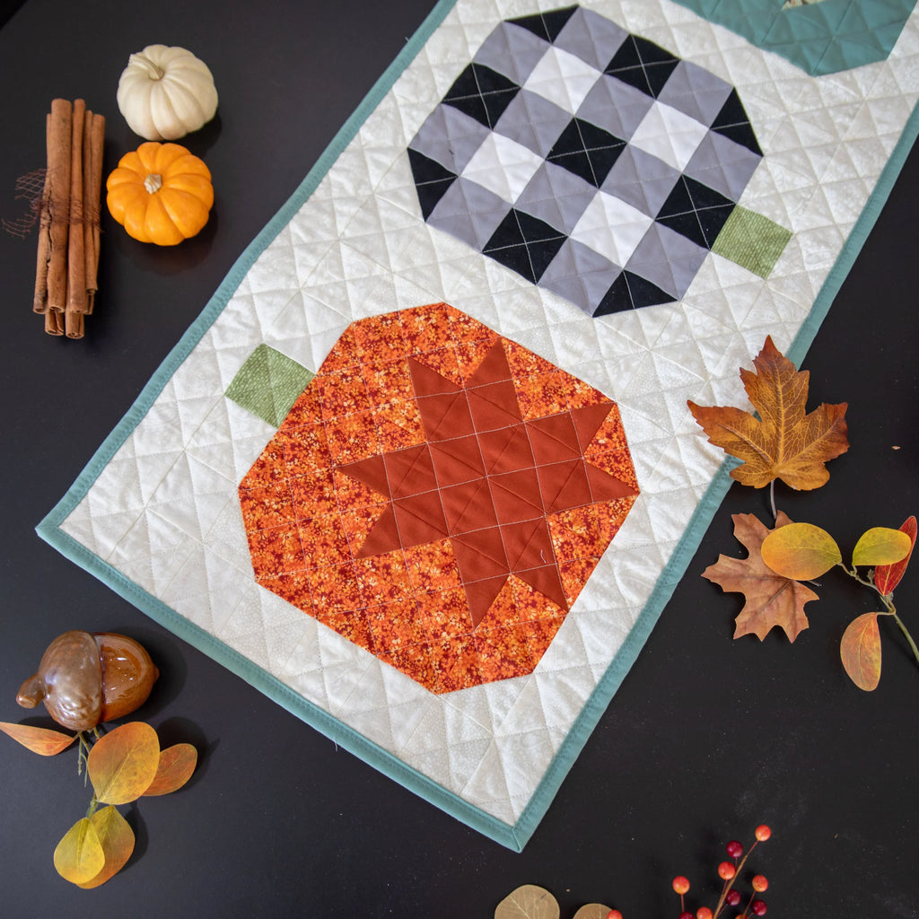 Pumpkin Patchwork Quilted Table Runner Precut Quilt Kit Block Party Quilt Co