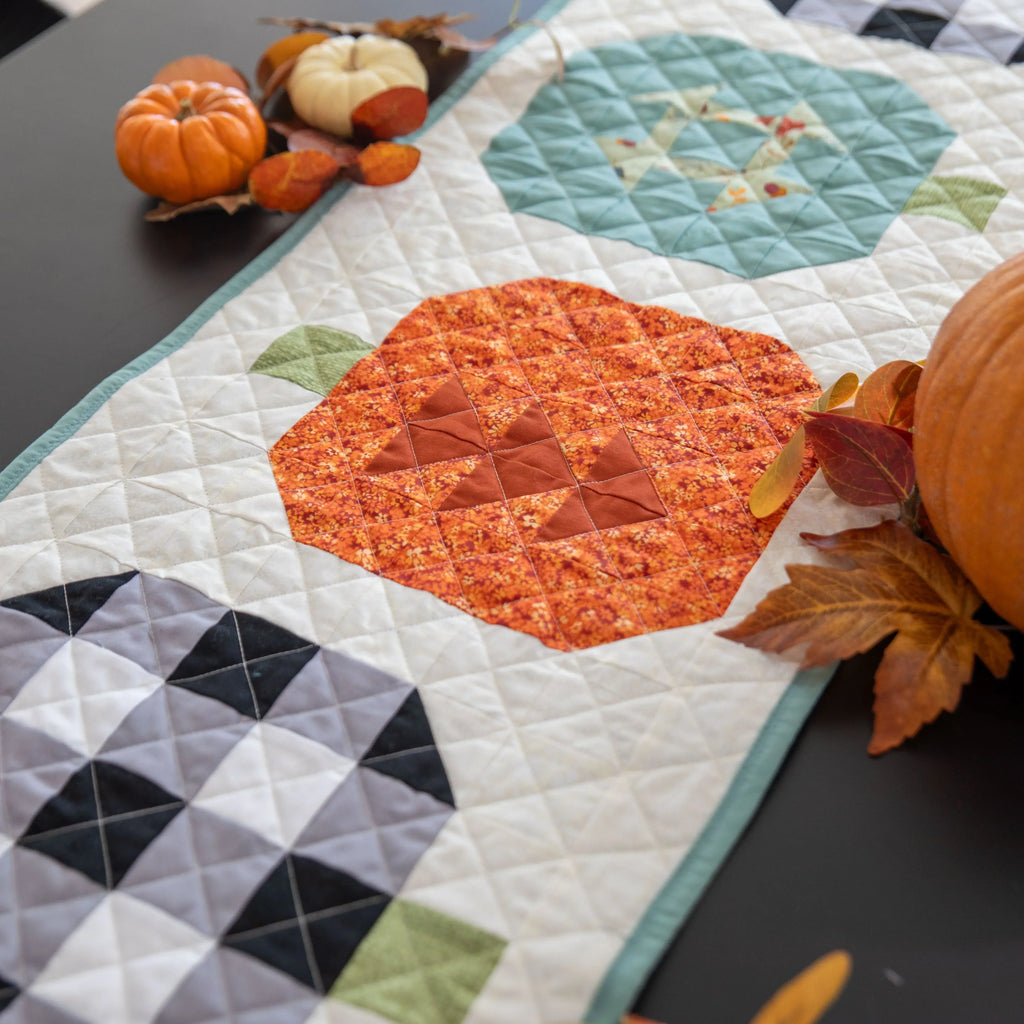 Pumpkin Patchwork Quilted Table Runner Precut Quilt Kit Block Party Quilt Co