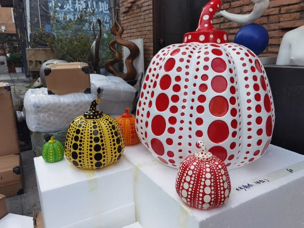 Kusama Yayoi Pumpkin Statue Japanese Art Wave Point Pumpkin Sculpture Morden Resin Crafts Office Home Interior Decor Gifts - House Of Avana