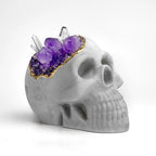 Purple Glass Accent - Amethyst Decorative Skull, front view - House Of Avana