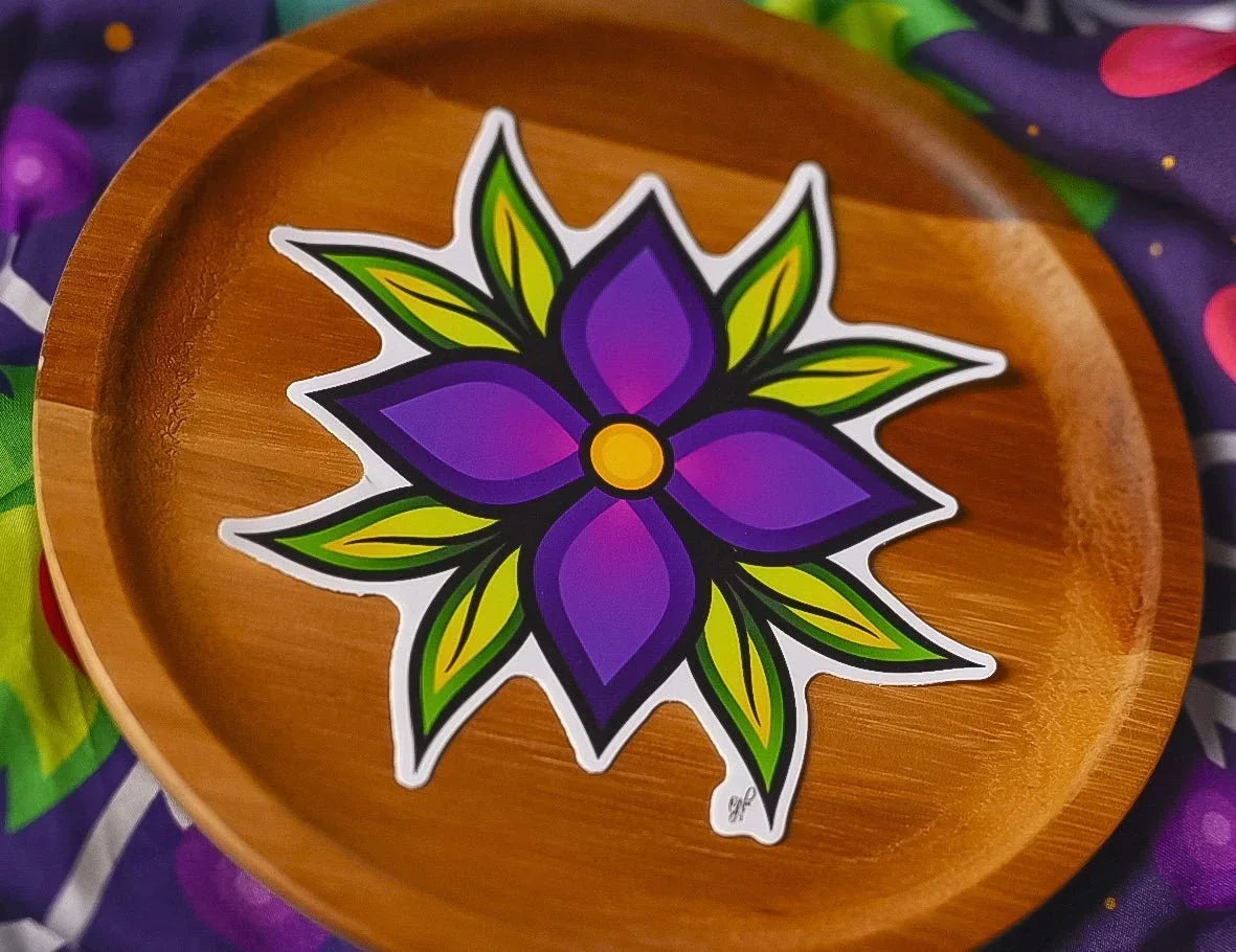 Purple Gradient Flower Sticker Bizaanide'ewin