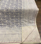 Cream & Sage Green Jaipur Indian hand block print floral quilted comforter | Jaipur Indian hand block print cotton muslin quilted comforter | Sanganer floral block print bedding | Queen King size quilt India | House of Avana