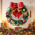 Rolife 3D Puzzle Wreath Kit with Bow - 3D Christmas Door Decoration with Red & Golden Bow, Green Foliage, Pine Cones, Berries & Snowflakes - Challenging Puzzle for Adults & Teens 14+, Indoor/Outdoor Holiday Home Decor, Festiv House Of Avana