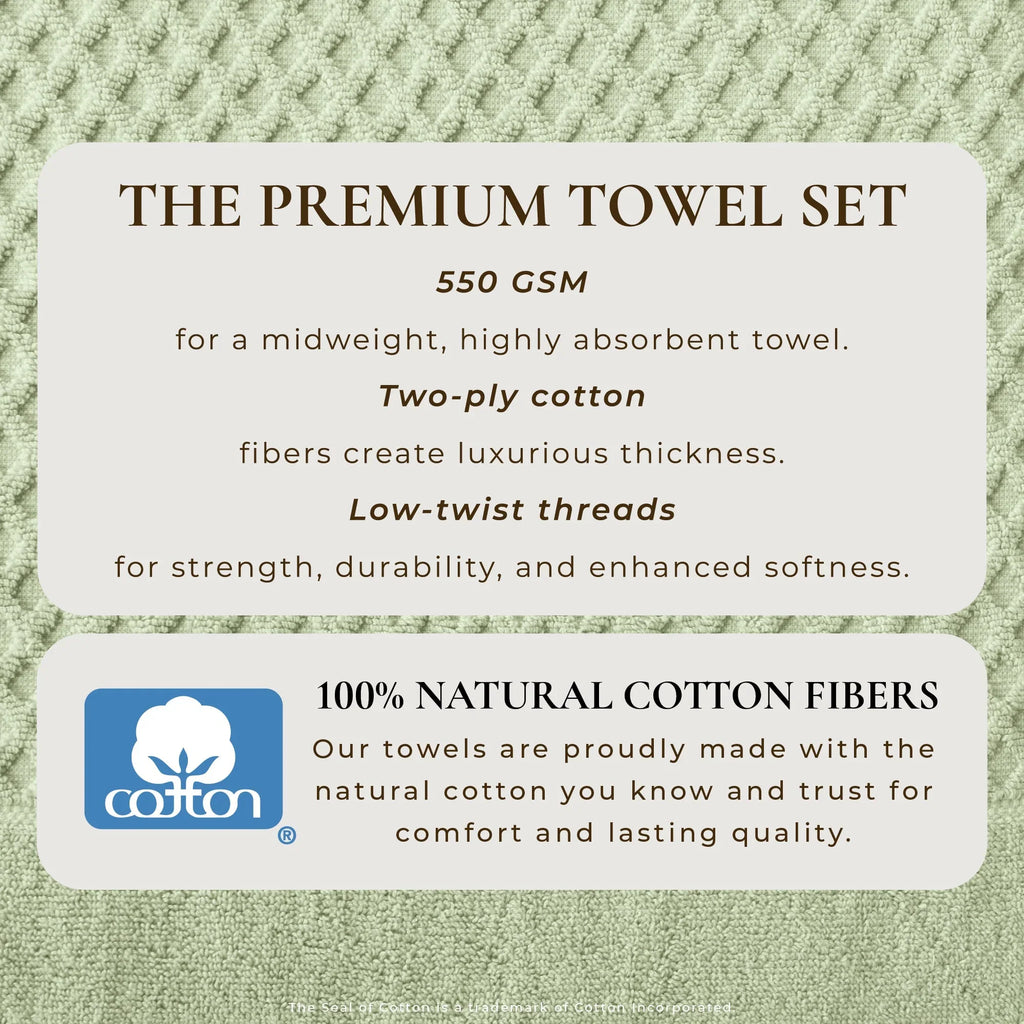 Cotton Diamond Waffle Weave Bath Towel Set - Grayson Collection
