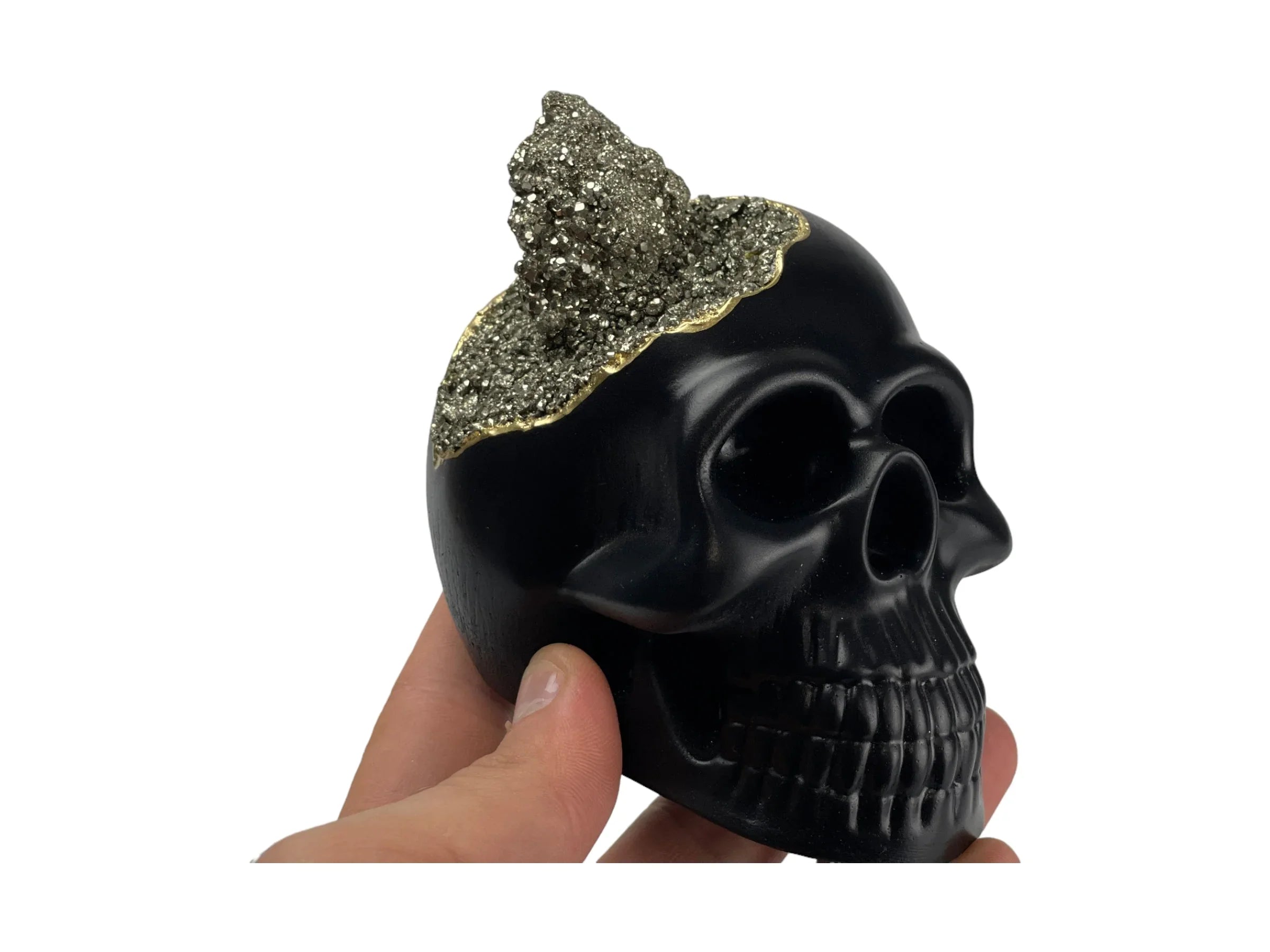 Pyrite Skull Head (black) AURA 8 HOME