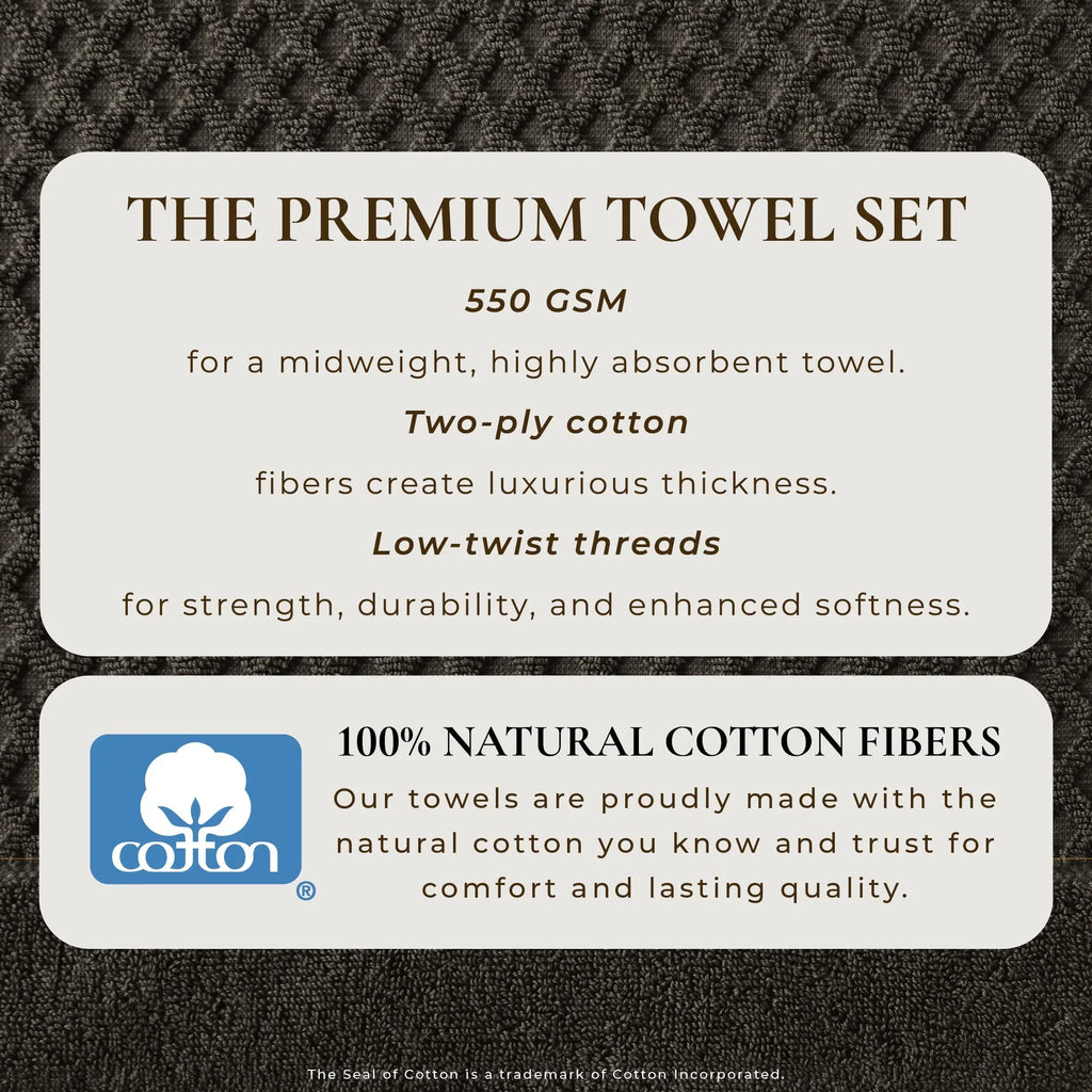 Cotton Diamond Waffle Weave Bath Towel Set - Grayson Collection