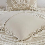 Queen 100-Percent Cotton Chenille Bedspread with Fringe Hem in Khaki Taupe Beige