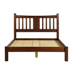 Queen Farmhouse Style Solid Wood Platform Bed Frame with Headboard in Cherry