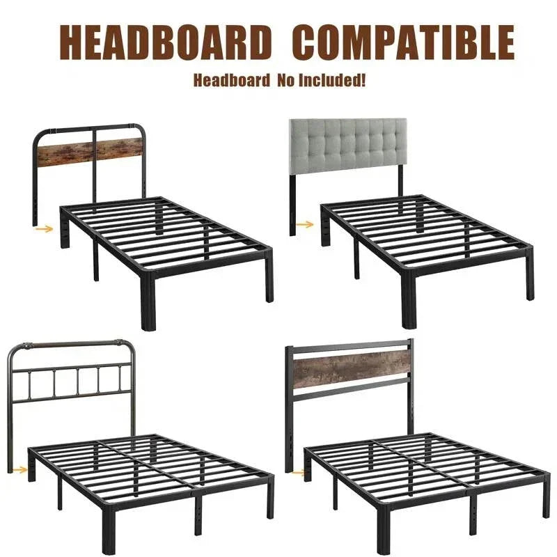 Queen Heavy Duty Metal Bed Frame with Round Edge Legs - 2,000 lb. Max Weight