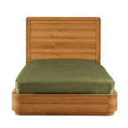 Queen Modern Wood Platform Bed Frame with Round Corners and Headboard