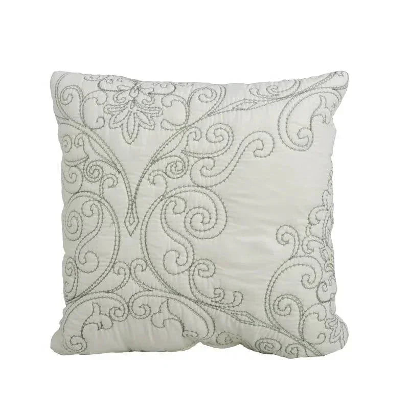 Queen size Antique White Damask Embroidered 4 Piece Oversized Bedspread Set