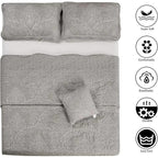 Queen size Ash Grey Damask Embroidered 4 Piece Oversized Bedspread Set