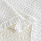 Queen size Ivory White Velvet Microfiber Polyester Reversible 3-Piece Quilt Set