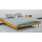 Queen size Mid-Century Modern Platform Bed Frame in Light Wood Finish