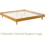 Queen size Mid-Century Modern Platform Bed Frame in Light Wood Finish