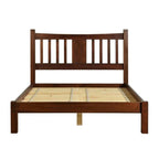 Queen size Solid Pine Wood Platform Bed Frame with Headboard in Cherry