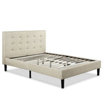 Queen size Taupe Beige Upholstered Platform Bed Frame with Headboard